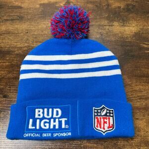 NFL Beanie Toboggan Hat Knit Unisex Adult Bud Light Sports Football Outdoor Blue